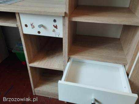 Łóżko piętrowe z szafą i biurkiem