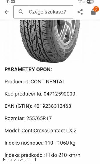 Opony lato 17 255/65 Continental ContiCrossContact LX2