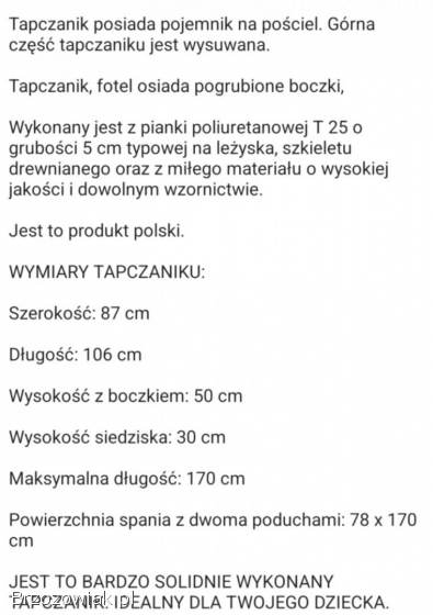 Tapczan fotel dzieciecy