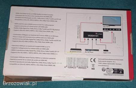 VAX04101 Przełącznik HDMI eARC Pass 4x1 do soundbara