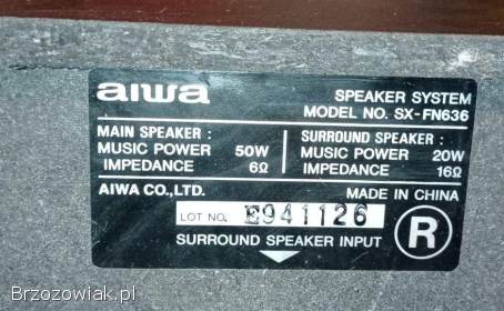 Aiwa SX FN636 Surround Speaker System Hifi Speakers