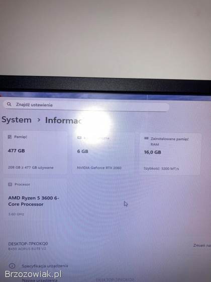 Komputer gamingowy rtx2060,  amd ryzen 5 3600