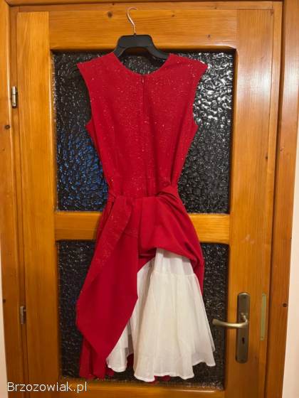 Midi sukienka brokatowa w kolorze czerwonym