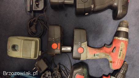 Wkrętarki 4 sztuki uszkodzone akumulatory