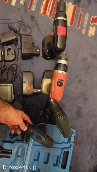 Wkrętarki 4 sztuki uszkodzone akumulatory