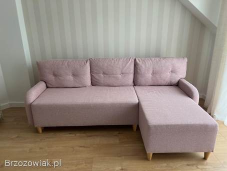 Narożnik z funkcją spania i pojemnikiem na pościel