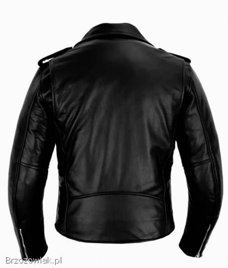 Kurtka skórzana ramoneska męska,  bydlęca skóra,