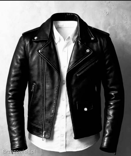 Kurtka skórzana ramoneska męska,  bydlęca skóra,