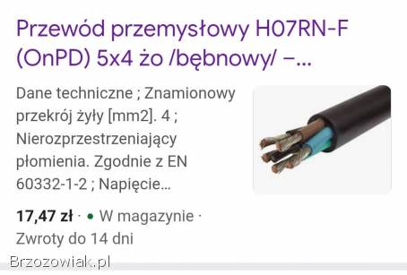 Przewód siłowy ziemny 5x4mm 200 metrów