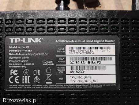 Sprzedam router tp link Archer c2 ac900 dwuzakresowy 2.  4g 5g