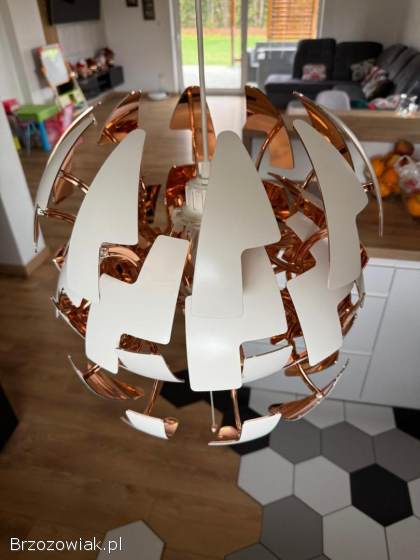 Lampa wisząca biały/miedziany kolor 35 cm