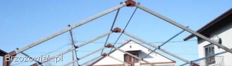 Konstrukcja stalowa z profila zamkniętego ocynkowanego 6,  5 x 6 m.  Możliwy trans