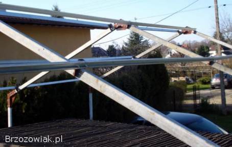 Konstrukcja stalowa z profila zamkniętego ocynkowanego 6,  5 x 6 m.  Możliwy trans