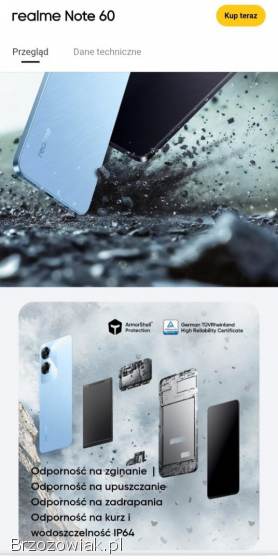 Nowy Realme note 60(otwarty),  za gotówkę,  bez ryzyka blokad 6/128GB UFS 2.  1odporny