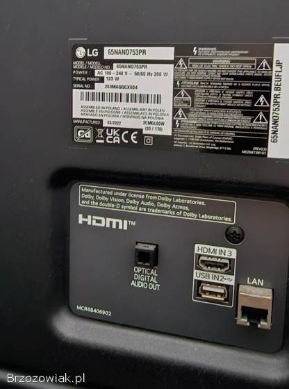 Telewizor LG 65 cal 65NANO753PR LED 4K webOS