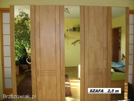 Sypialnia kompletna,  łóżko,  szafa -  drewno naturalne brzoza.