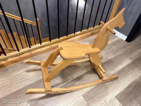 Koń na biegunach Drewniany