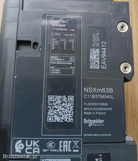 Wyłącznik Włącznik trójfazowy 3F 40A Schneider NSXm63B