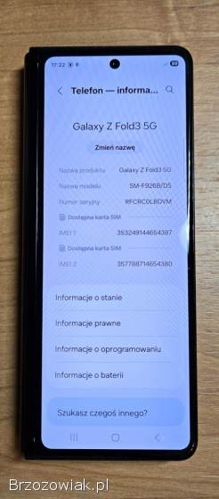 Samsung Z Fold 3 sprzedam.