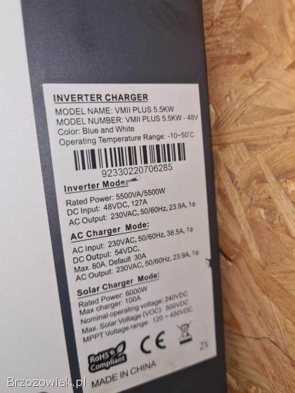 Falownik hybrydowy mppt 5.  5kw