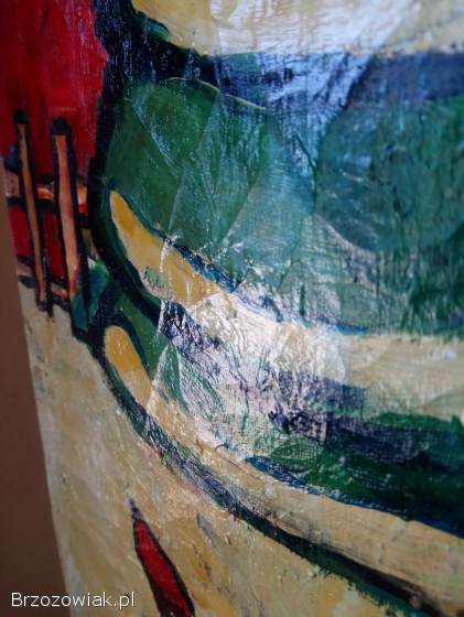 Obraz na płótnie.  Ręcznie malowany,  scena zimowa,  dzieci,  zabawki – unikat