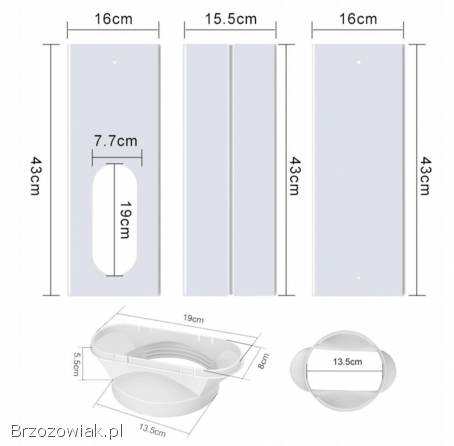 Regulowany zestaw okienny przenośnego klimatyzatora