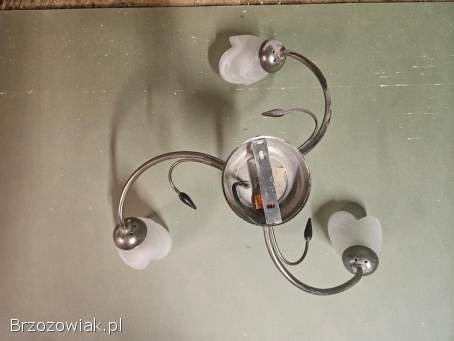 Elegancji żyrandol 3-ramienny / lampa sufitowa – chrom,  szklane klosze kielichy
