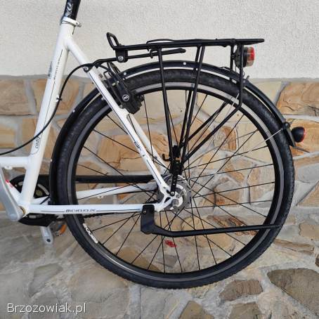 Rower miejski Bicycles – biały,  koszyk + bagażnik