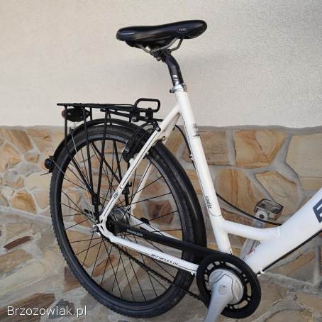 Rower miejski Bicycles – biały,  koszyk + bagażnik