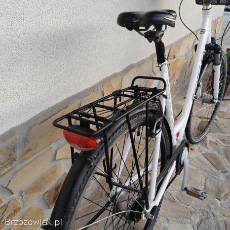 Rower miejski Bicycles – biały,  koszyk + bagażnik