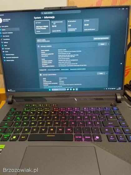 Laptop gamingowy Asus ROG Strix G16,  Ryzen 9,  RTX 5060,  32GB DDR5,  1TB SSD