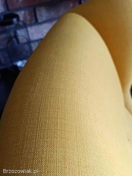 IKEA STRANDMON fotel uszak + podnóżek żółty musztardowy – komplet