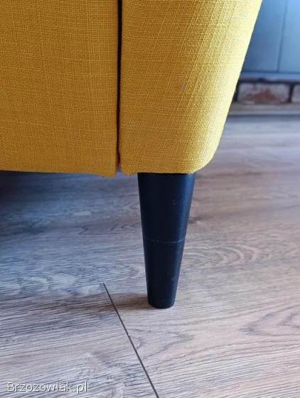 IKEA STRANDMON fotel uszak + podnóżek żółty musztardowy – komplet