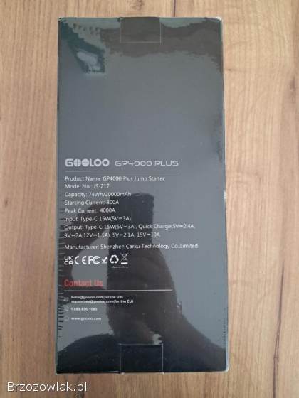 Booster Plus / Jump Starter powerbank z funkcją rozruchu auto Gooloo 4000A