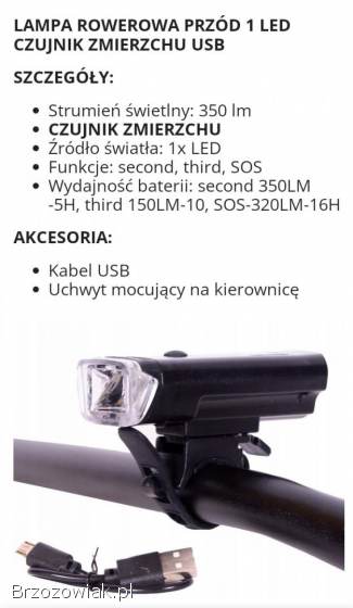 Lampy przód (bateria -  usb -  dynamo).  Zapraszam.