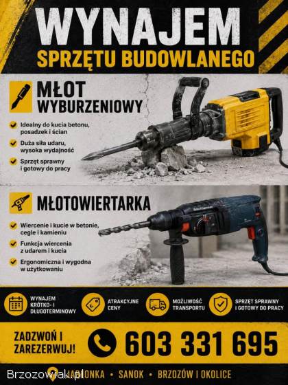 Wynajem sprzętu budowlanego