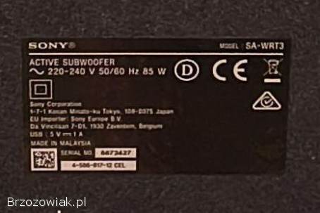 Sony HT RT-3 subwoofer,  2 satelity przewodowe Bluetooth