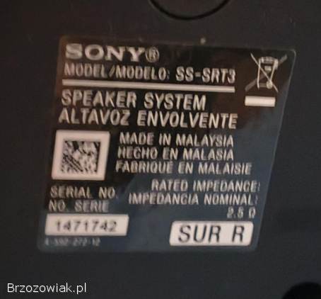 Sony HT RT-3 subwoofer,  2 satelity przewodowe Bluetooth