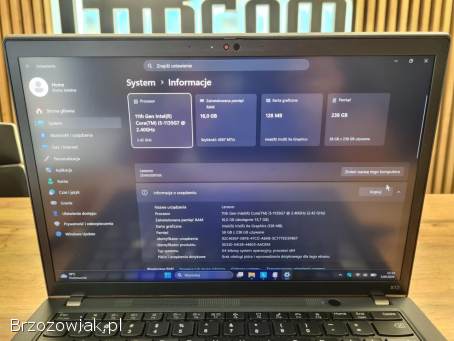 Lenovo ThinkPad X13 Gen 2 13,  3 IPS 400 nit i5-1135G7 16GB Ram Dysk SSD Win11