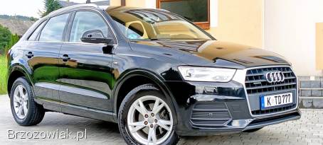 Audi Q3 S-LINE QUATTRO 2,  0TDI 150KM,  navi,  xenon,  led,  pelny serwis,  2016r