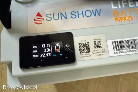 Bateria akumulator LiFePO4 SANDISOLAR 12V 100Ah z Bluetooth i wyświetlaczem