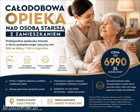 Opieka nad rodzicem przez całą dobę w domu -  od 6990 zł miesięcznie