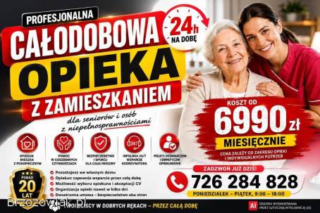Opieka nad rodzicem przez całą dobę w domu -  od 6990 zł miesięcznie