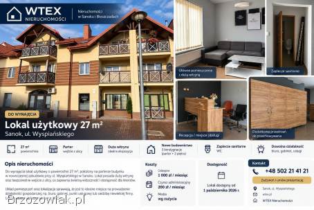 Lokal użytkowy 27 m² – Sanok,  ul.  Wyspiańskiego – wynajem