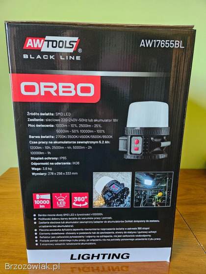 REFLEKTOR PRZENOŚNY HYBRYDOWY ORBO 10000lm AW17655BL