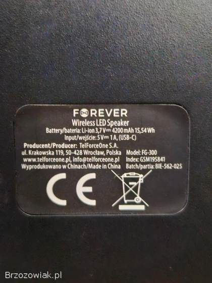 Głośnik Przenośny Bezprzewodowy Forever FG-300 60 W